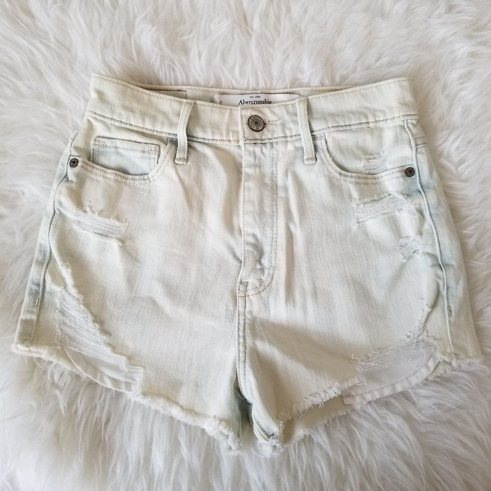 NWT A&F High Waisted Denim Distressed Shorts